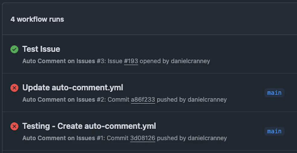 GitHub Actions Workflow Logs