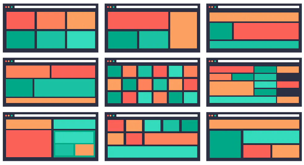 Examples of different layouts using the same underlying structure