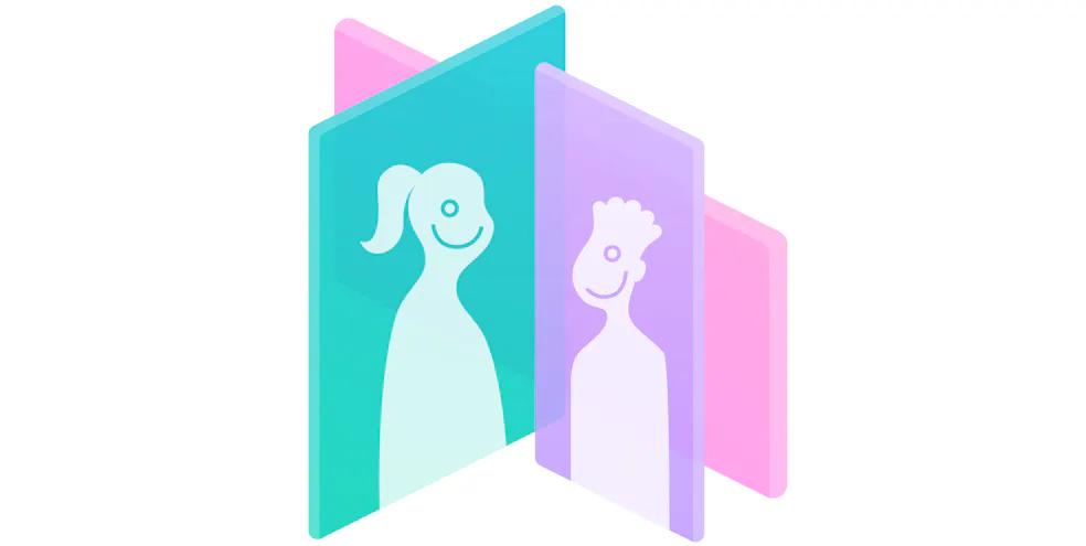 Illustration showing two smiling characters