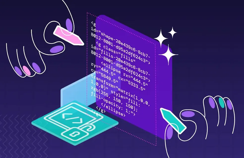 Illustration showing the interaction of code and design