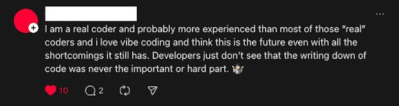 A developer who says writing code was never important