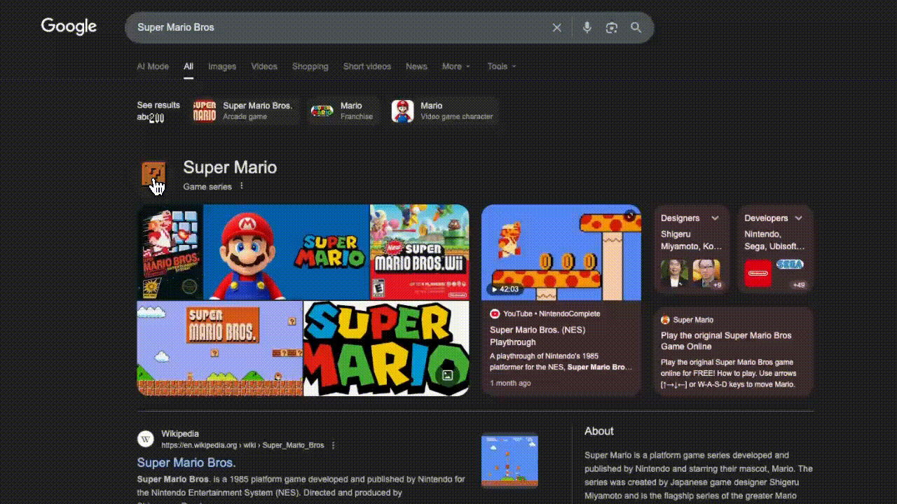 Mario on Google