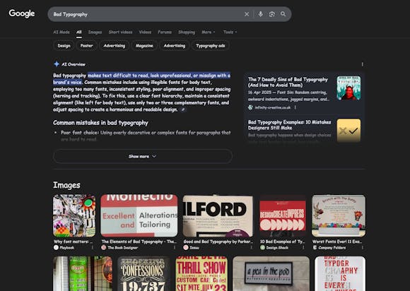 Bad Typography on Google