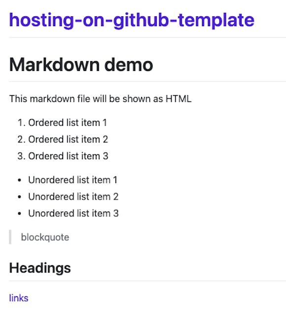 Default HTML rendering of a markdown file on GitHub Pages
