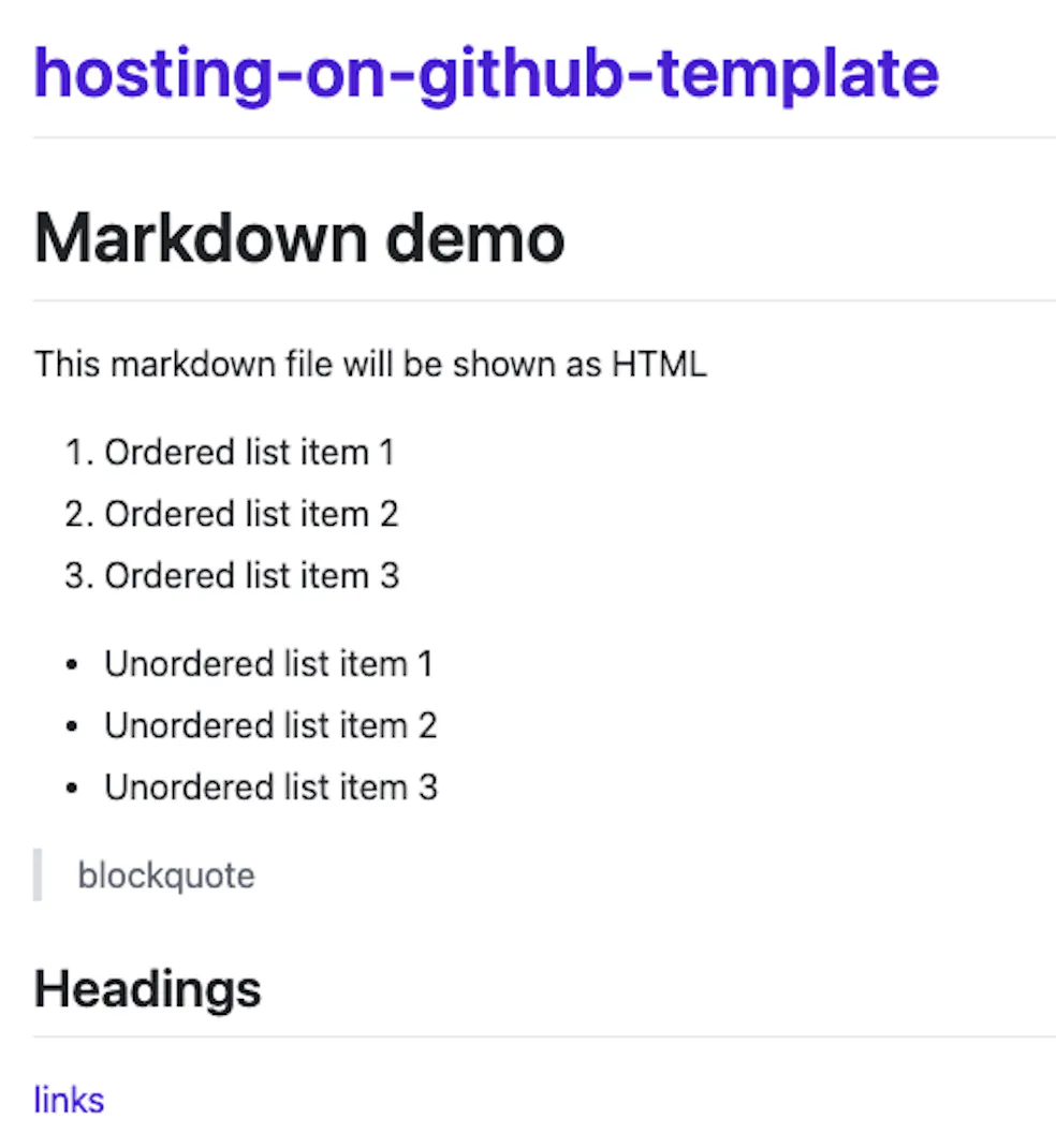 Default HTML rendering of a markdown file on GitHub Pages