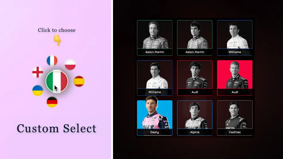 The Flag Picker and the F1 Driver Select