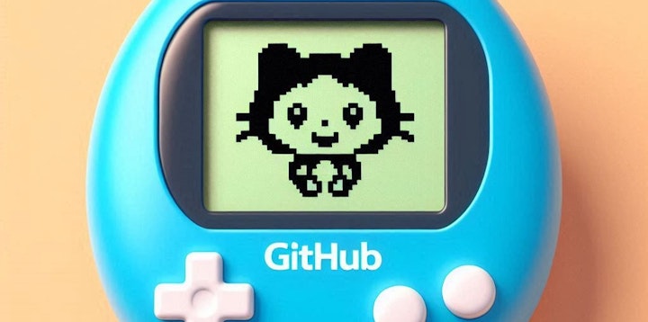 A tamagotchi game with a GitHub logo and a pixelised Octocat