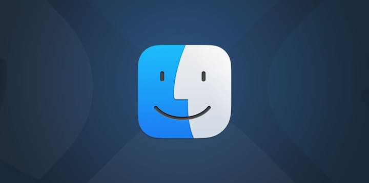 macOS Finder logo on a blue background