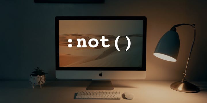 A computer with :not() on the screen