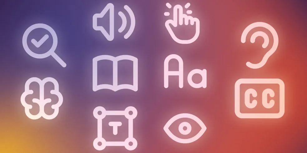 A series of icons related to accessibility