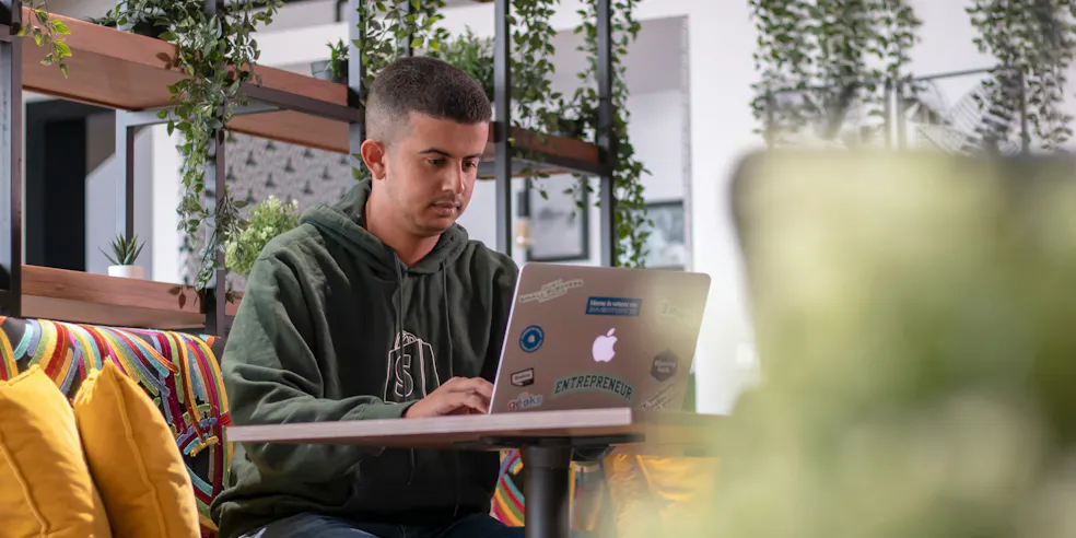 A we developer working on a laptop