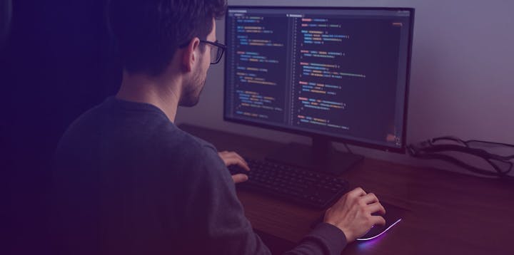 A man vibe coding
