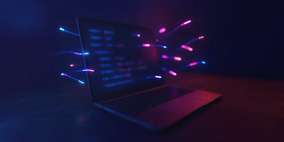 A laptop interacting with AI