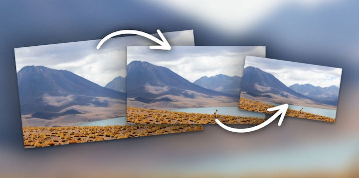 An image transitioning in size