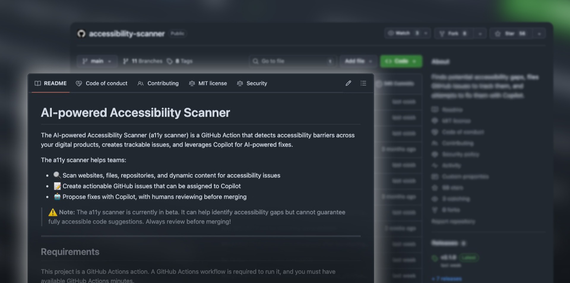 Github's accessibility action
