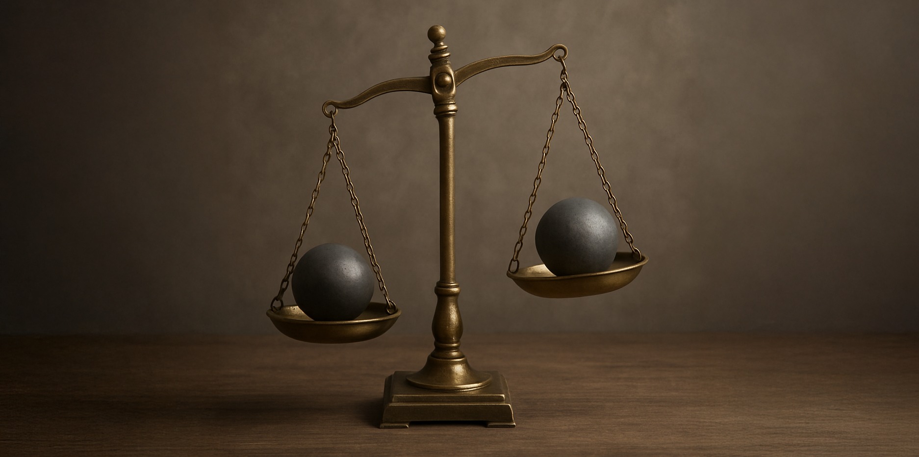 Old scales with weights, leaning to one side