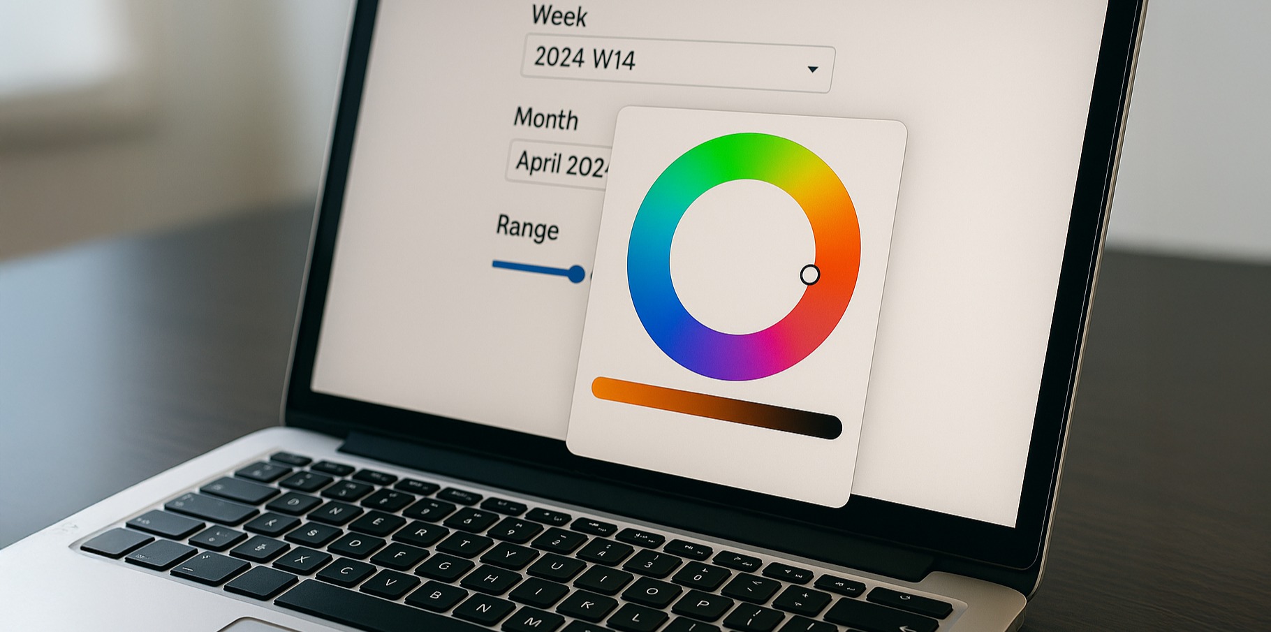A laptop showing a native colour picker