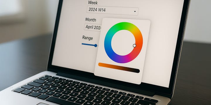 A laptop showing a native colour picker