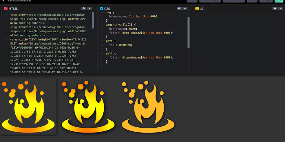 Different shapes with shadows showing in a codepen