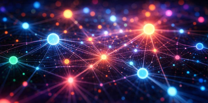 An abstract image of nodes representing a graph database