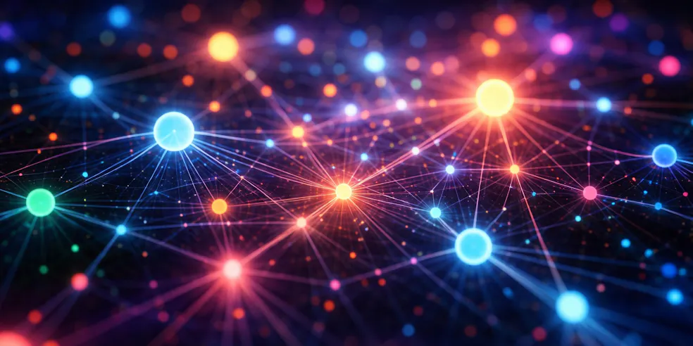 An abstract image of nodes representing a graph database