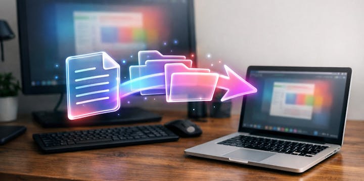 A file being transferred from one device to another