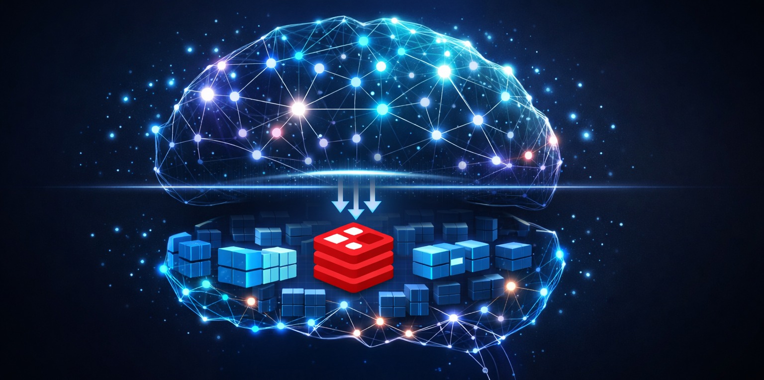 An abstract image showing data in a brain-shaped storage container