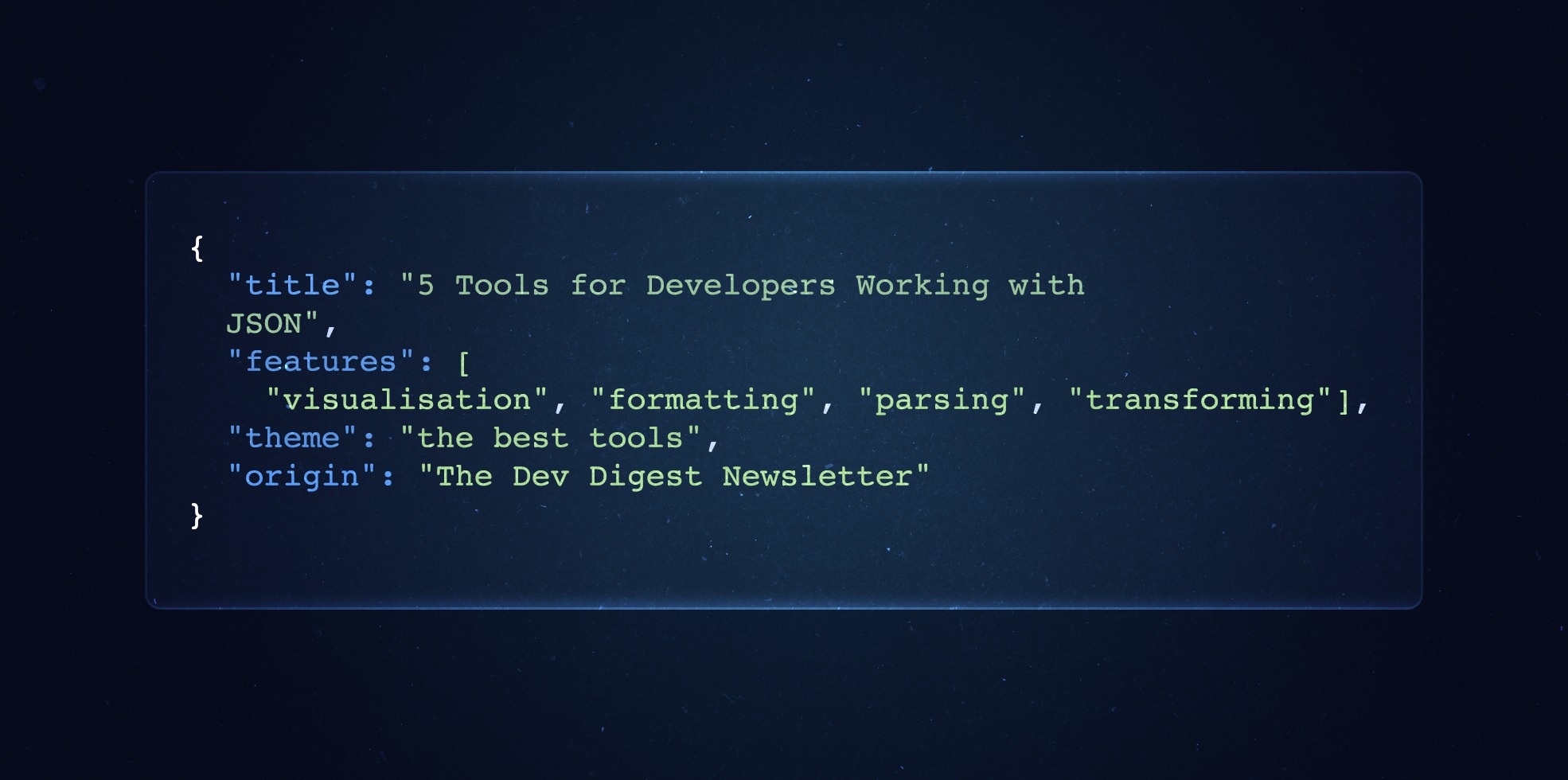 The title of the article and other meta data formatted as JSON
