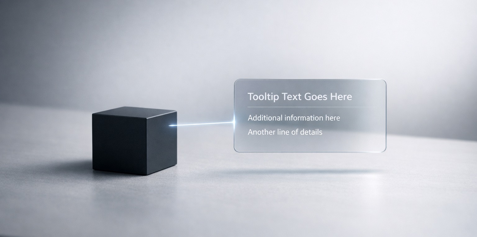 A cube representing an anchored element, with a tooltip nearby