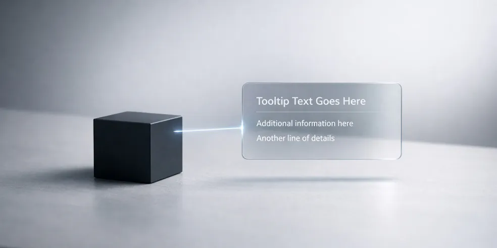 A cube representing an anchored element, with a tooltip nearby