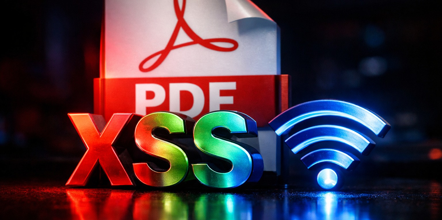 XSS, PDF logo and a wifi symbol