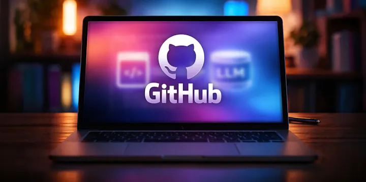 A GitHub logo on a laptop screen