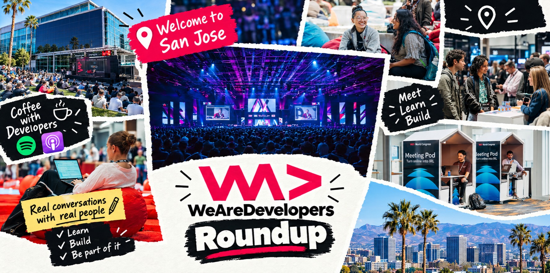 A collage of images from WeAreDevelopers World Congress San Jose