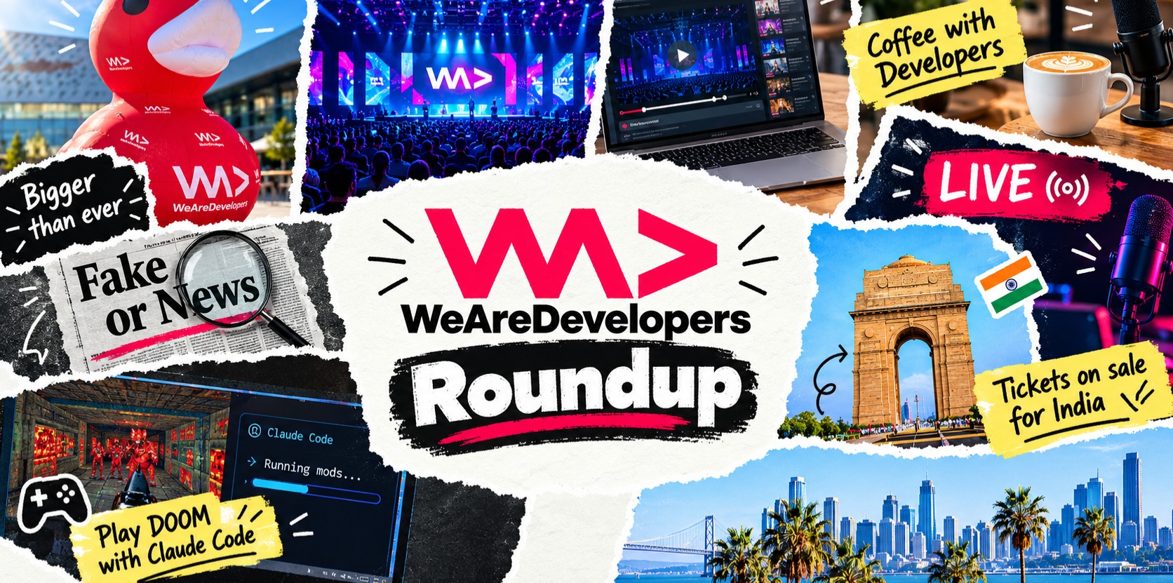 A collage of WeAreDevelopers-related images