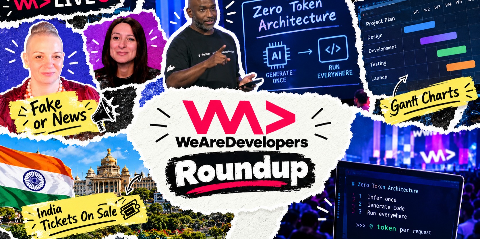 A collage showing guests from WeAreDevelopers formats