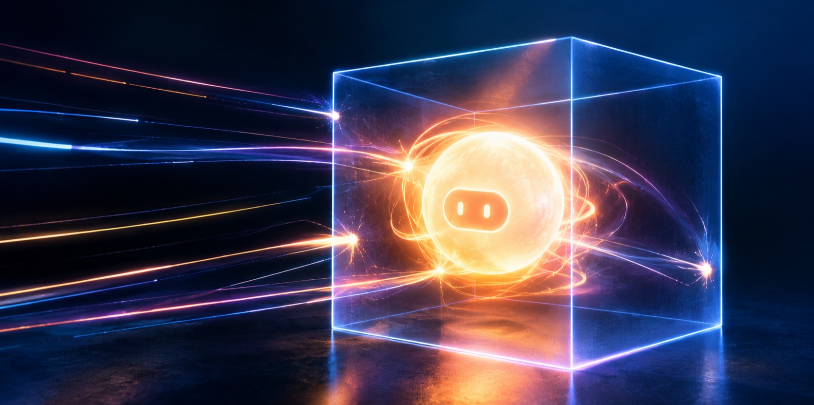 An image of a cube-shaped container with a ball of light inside of it