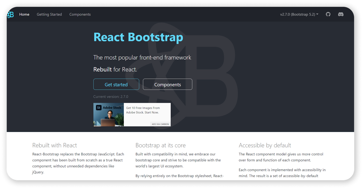 react bootstrap free react ui library