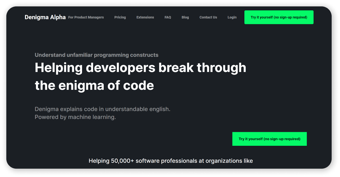 Denigma AI vs code extension