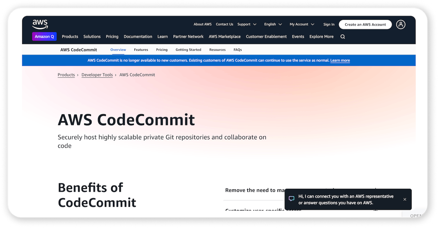 github alternative aws codecommit preview