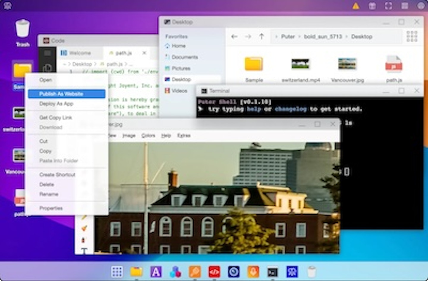 Puter in action - a full OS n the browser.