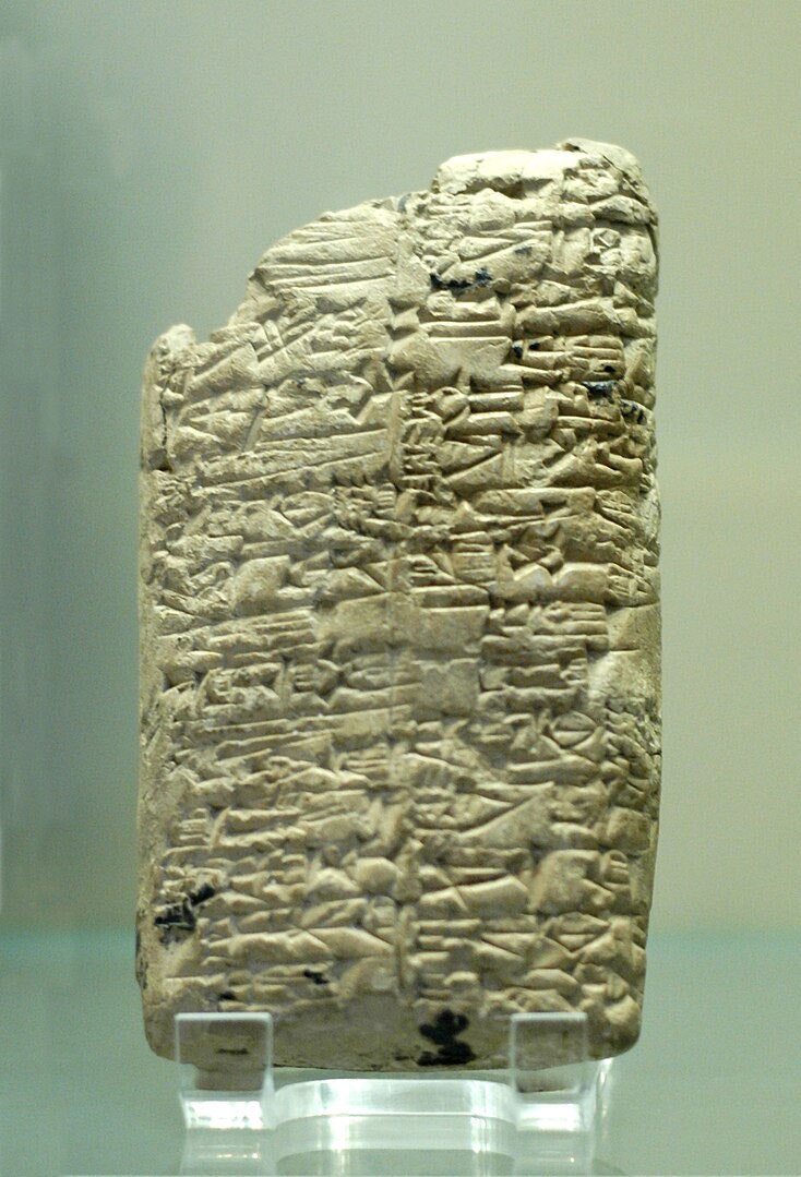 An early example of a clay tablet, with data about victories and losses in battles