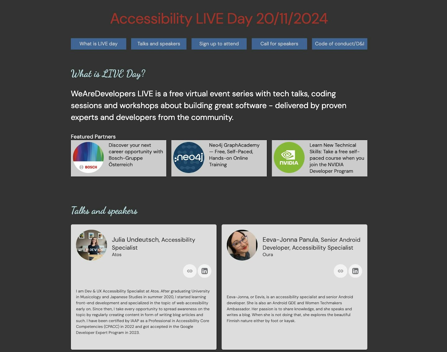 screenshot of the broken web site