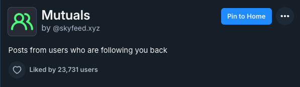 The mutuals feed on Bluesky